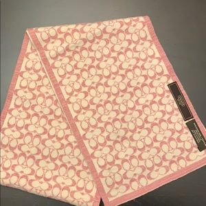 Pink and white Coach scarf
